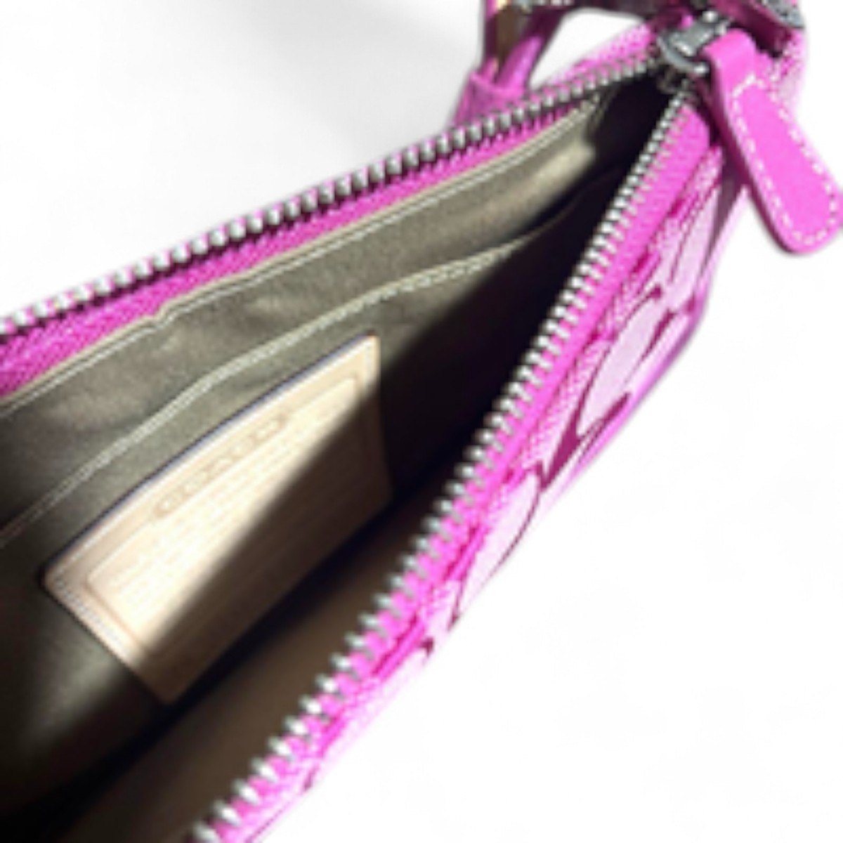 Vintage COACH 6094 Pink Suede Signature Demi Shoulder Bag