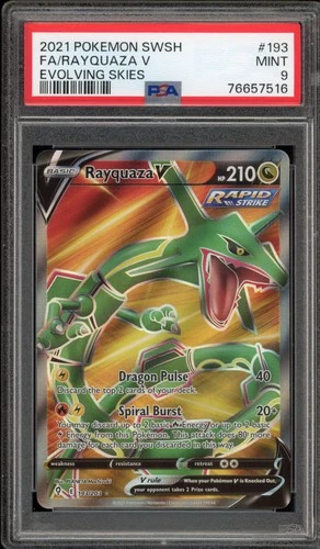 Pokemon Rayquaza V Evolving Skies Full Art #193 PSA 9 Mint
