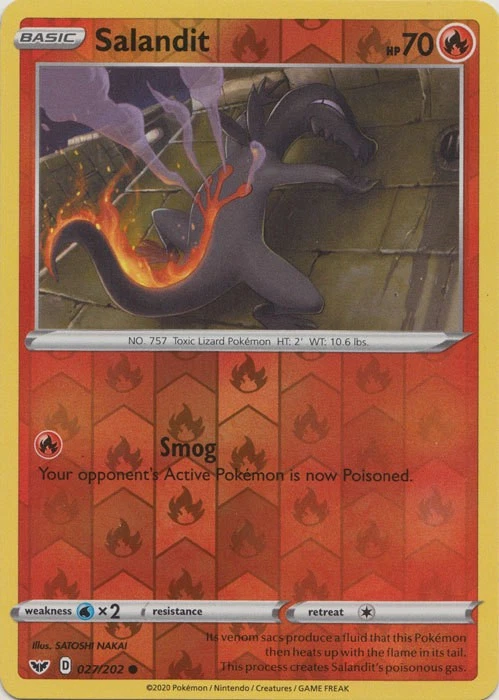 x4 Salandit - 027/202 - Common - Reverse Holo Pokemon SS01 Sword & Shield Base M - Image 1 of 1