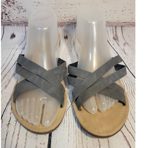 Seven7 Sandals Gray Tia Strappy Slip On Flat Women's Size 9 / 40 - Picture 5 of 7