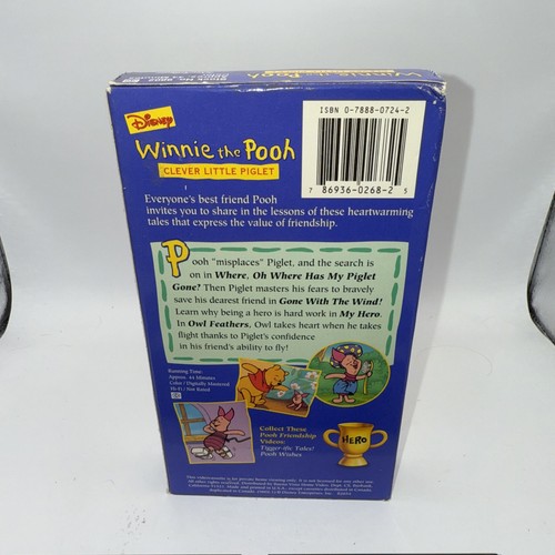 Winnie the Pooh Friendship VHS 1997 Clever Little Piglet Vintage Cartoon Tape - Picture 4 of 5