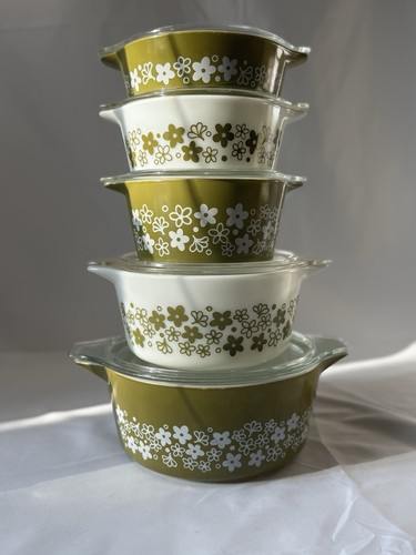 Pyrex Spring Blossom Round Casserole Set With Lids 471-475