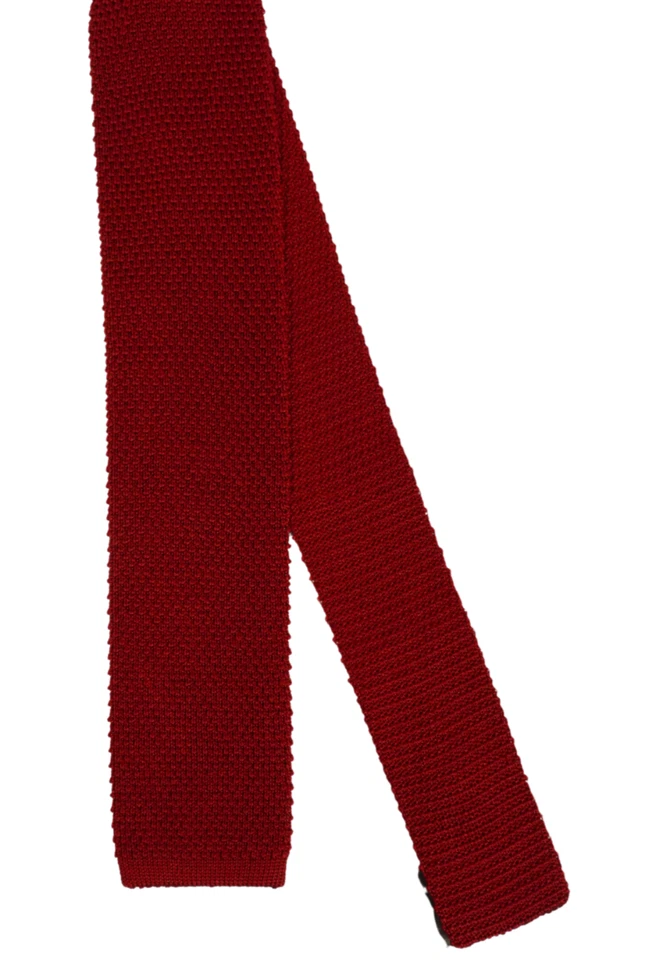 Corbata de cuello de seda tejida lisa roja Canali $250 nueva con etiquetas Italia 2,5 W Foto 2 de 4