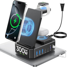 300W Charging Station for Multiple Devices Apple,10 in 1 5 5 feet, Black
