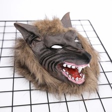 Halloween Latex Rubber Wolf Head Hair Mask Werewolf Gloves Costume Scary Props