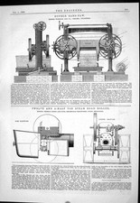 Antique Old Print 1880 Double Hand Saw Worssam Steam Road Roller Thomas Green
