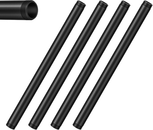 Black Iron Pipes,Industrial Punk DIY,Black,1/2"x 12",4Pack