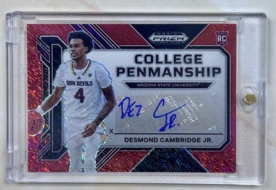 2023-24 Prizm Draft Picks College Penmanship Red Desmond Cambridge Jr CP-DCJ /9