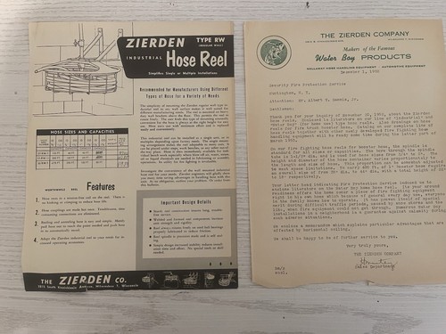 The Zierden Company - Hose Reels- 1952 - Brochures, Drawings, Etc. Lot - Picture 4 of 7