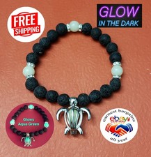 Bracelet Round Beads Glow In The Dark Luminous Aqua Green Turtle Sharm Unisex