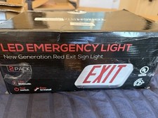Pack of 2 Torchstar LED Emergency Light Red Exit Sign Light 120/277V Test Switch