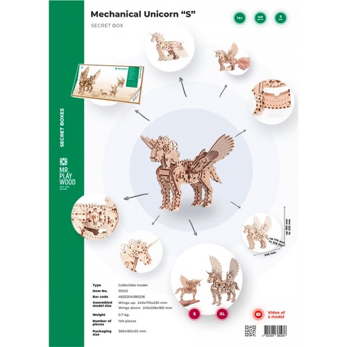 Mr.Playwood Wooden Movable Unicorn S Puzzle – 3D DIY Fantasy Gift Model Kit - Picture 2 of 6