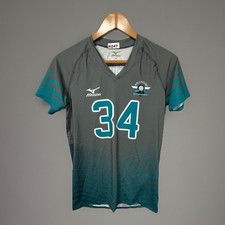 Mizuno Hollowtop Short Sleeve V-Neck Volleyball Game Jersey Women's M Gray