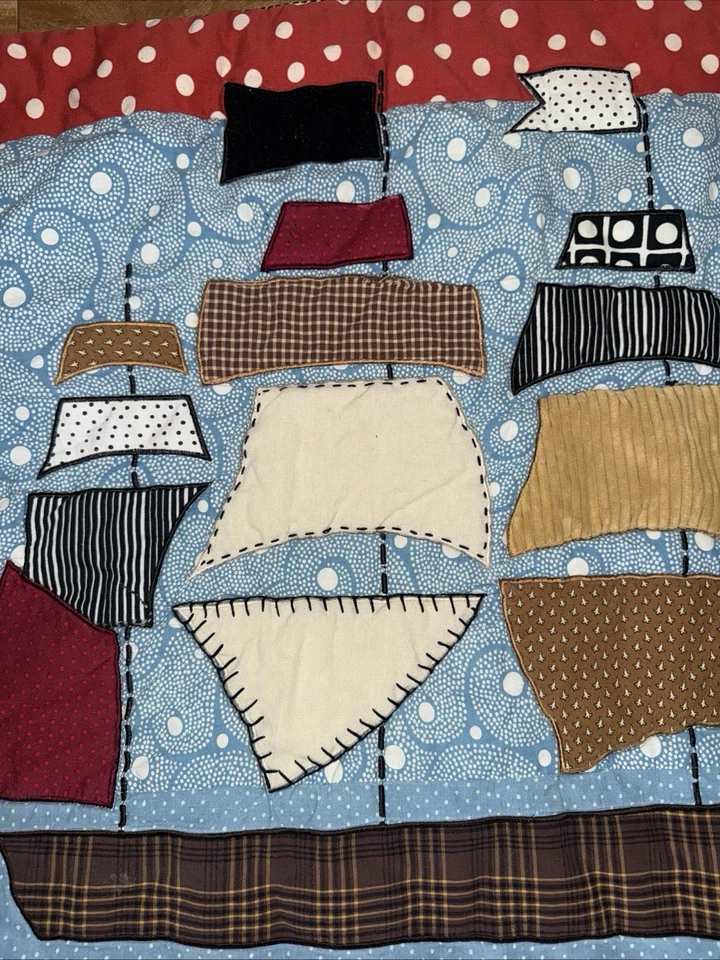 "Edredón manta bebé acolchado diseño de cuento de algodón piratas y barco 30""x40""" Foto 3 de 4