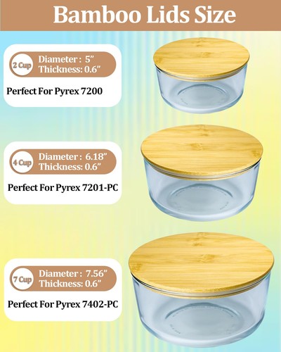 TERESRY Replacement Wooden Lids for Pyrex Anchor Hocking Glass Containers 720... - Picture 2 of 7