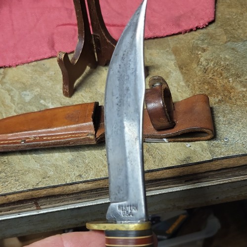 Vintage Western Cutlery USA L66  Fixed Blade Hunting Knife W/Sheath  - Picture 3 of 11