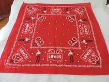 VINTAGE LEVI'S BANDANA~PAISLEY~COWBOY~RED~21 X 20