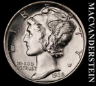 1938-S Silver Mercury Dime - FSB - Super Choice Gem Brilliant Unc+++++  #L3148