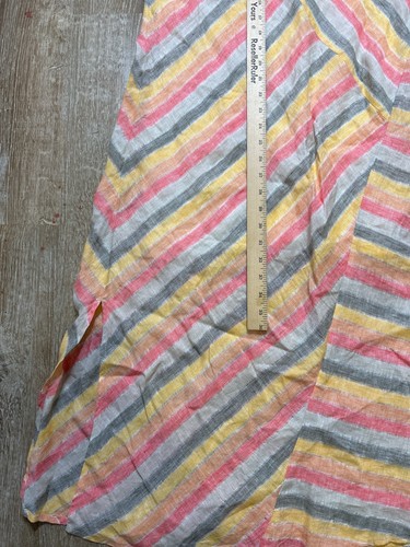 J. Jill Love Linen Dress women petite medium Striped lined maxi midi side slit - Picture 6 of 8