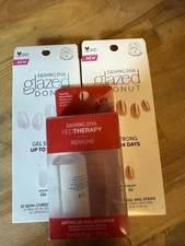 Lot Dashing Diva Semi-cured Gel Nails-DONUT GLAZE Rosewater & Chocolate Remover