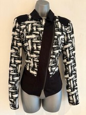 Oscar B Collection Women’s Black & White Sz 12 Full Zip Smart Jacket 2% Elastane