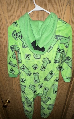 MINECRAFT Boys Pajamas Size 8 One Piece Union Suit Slightly Used Excellent Cond - Picture 3 of 4
