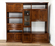 DISPLAY CABINET Hardwood 4 Cupboard 3 Drawer Cocktail Wall Unit FREE DELIVERY