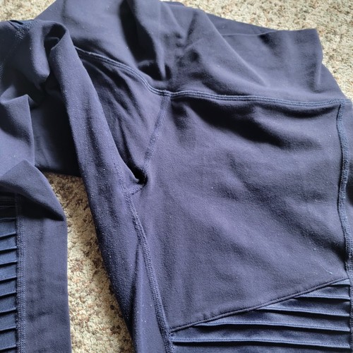 Alo Yoga High-Waist Moto Mesh Legging Rich Navy Blue Matte Glossy Medium - Picture 14 of 14