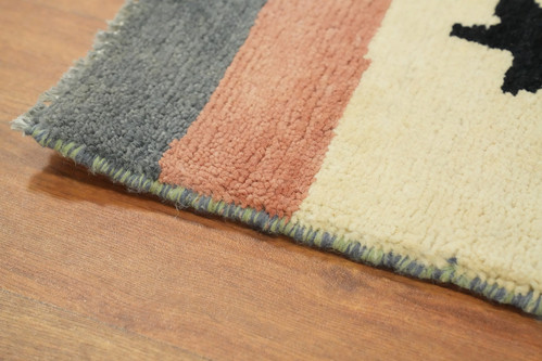 Handmade Grey Gabbeh Turkish Area Rug 6x9 Vegetable Dye Tribal Wool Carpet - Picture 9 of 13