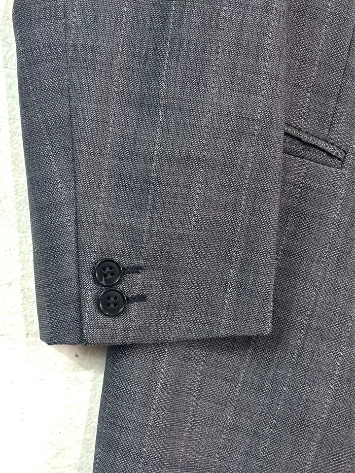 De colección Giorgio Armani 36R 37R 38R Blazer Chaqueta Traje Deportivo Abrigo Italia Gris Rayas Foto 2 de 4