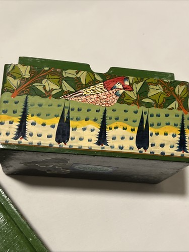Lacquer Playing Card Box Birds Kashmir India Paper Mache - Picture 10 of 12