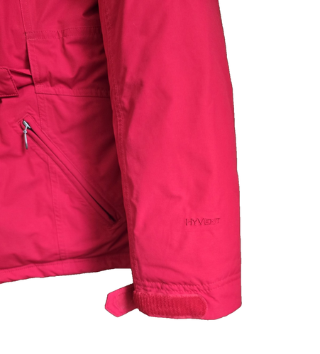Chaqueta The North Face Down Hyvent con Capucha Cremallera Completa Mujer Grande Rojo Cinturón Logo LEER - Imagen 11 de 23