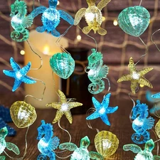 Nautical Theme Ocean Décor Beach Decorative String Lights Outdoor Seahorse Sea