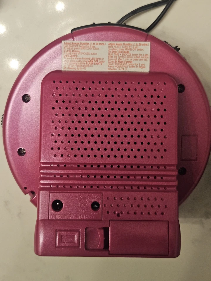 Pink Sonic Bomb Alarm Clock W/bed Shaker   Tested & Works!  See Video - Image 4 of 4