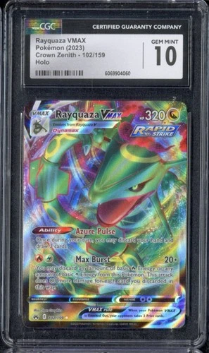 2023 Pokemon Crown Zenith Rayquaza VMAX Holo 102/159 CGC 10 GEM MINT