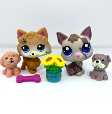 Littlest Pet Shop Puppy Dog Lot: Pomeranian, German Shepherd, 2 Tinies w/ Extras