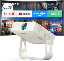  Officially-Licensed App  Auto Focus White Smart Mini Projector with Wifi and B