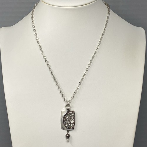 Brighton Necklace Open Flower Design Pendant Hearts Silver Plated Collar 18" - Picture 2 of 10