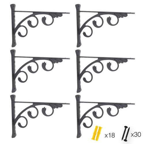 6 Pack Decorative Shelf Brackets Wall Mounted Shelving Brackets L Corner Shel... - Picture 1 of 7