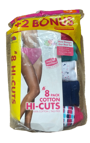 Fruit of the Loom 5 paia slip mutandine 100% cotone taglio alto taglia 6/M multicolore