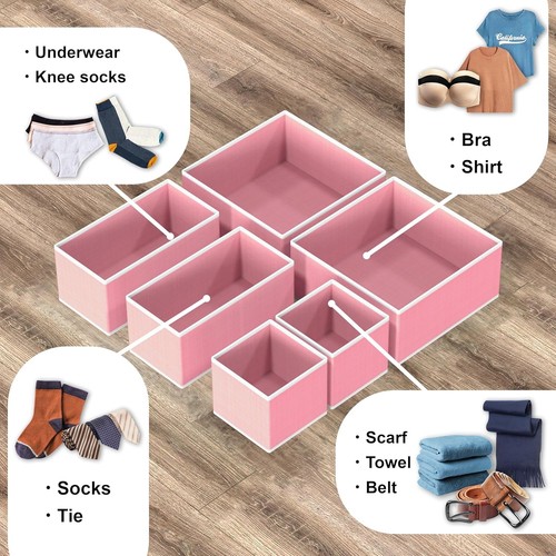 Einfache Haushaltswaren Faltbare Stoff Aufbewahrungsbox Schrank Kommode 6er Set, Rosa - Bild 4 von 9
