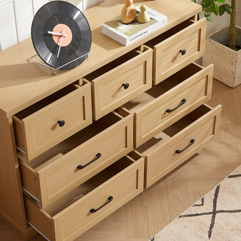 Cómoda de madera con 7 cajones para muebles de dormitorio con cajones dobles armario nuevo Foto 4 de 4
