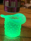 Vintage RARE Vaseline Fenton Tooth Pick Holder Hobnail Uranium Glass Top Hat HTF