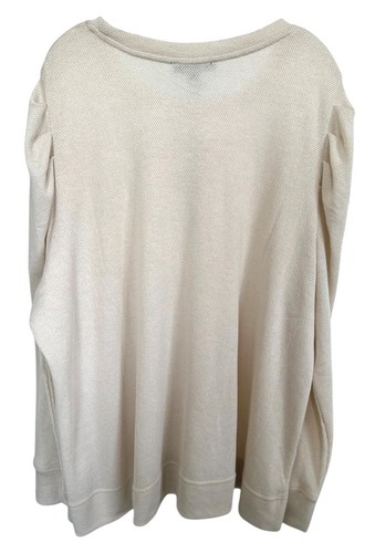Jane & Delancey Women's Waffle Pullover Top Puff Long Sleeve Plus Size 3X Ivory - Picture 2 of 8