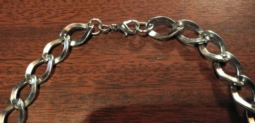 Collar De Colección Tono Plata Flores Estrás Centros Eslabones Grandes Cadena Precioso Ex - Imagen 3 de 3