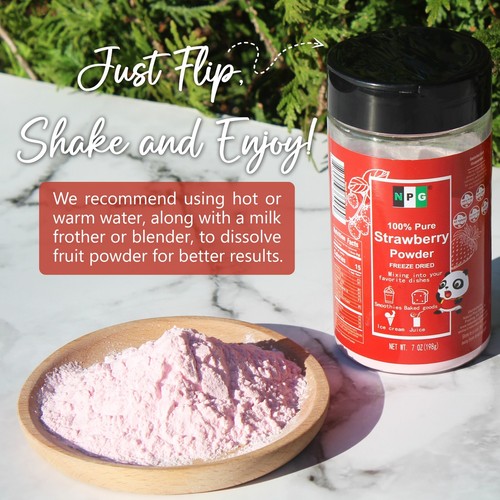 NPG Dried Strawberry Juice Powder 7 Ounces, Dehydrated Pink Strawberries Powder - Picture 3 of 6