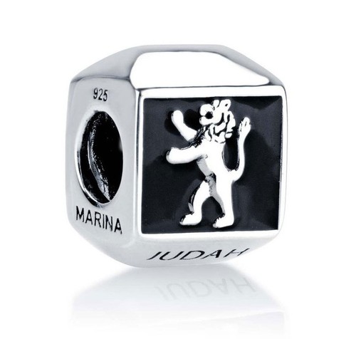 SILVER & ONYX LION OF JUDAH BEAD CHARM - Fits European Style Bracelets - 第 1/2 張圖片
