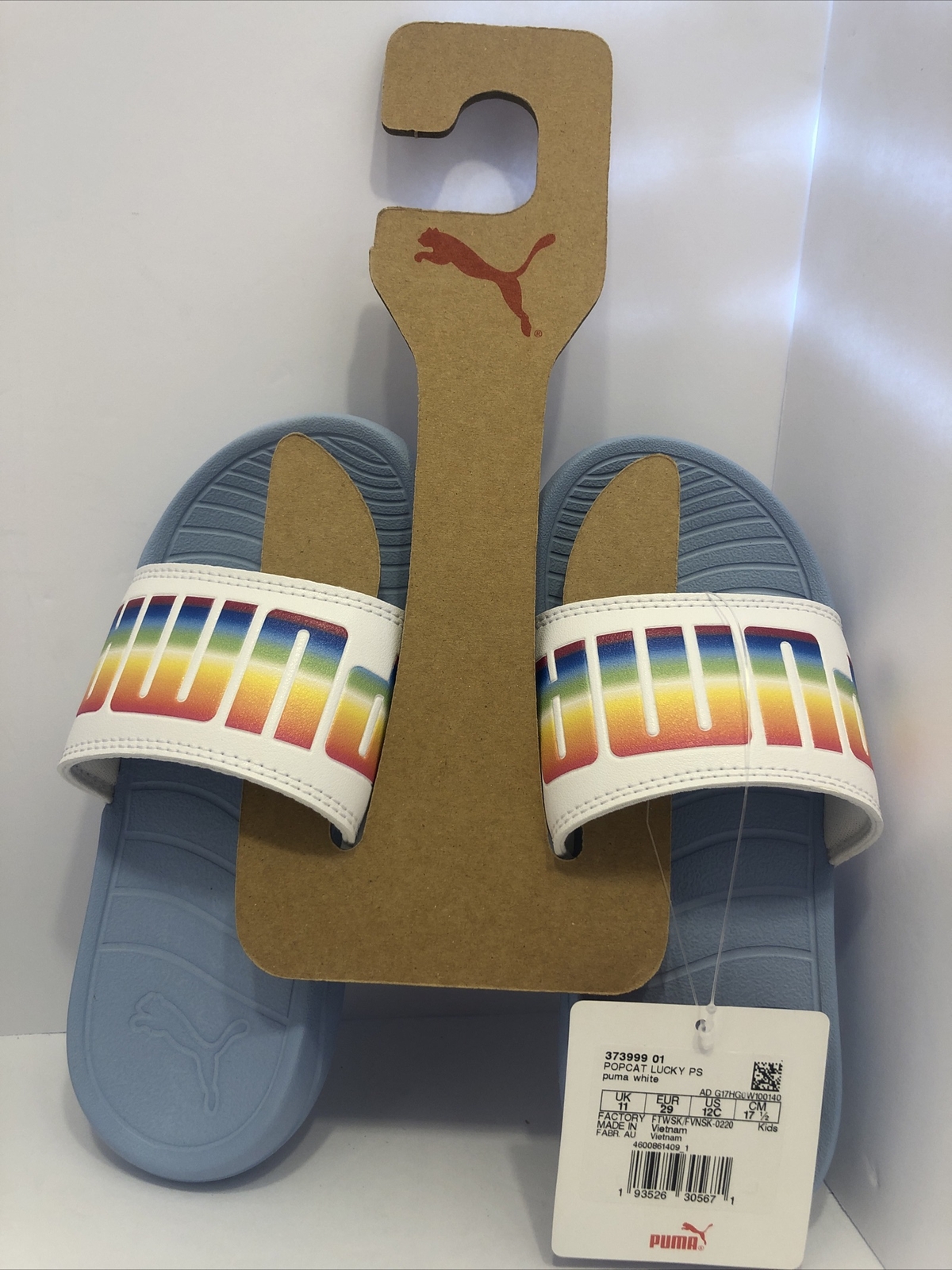 PUMA NWT POPCAT LUCKY AUTHENTIC YOUTH GIRLS U.S Size12c Blue/white Rainbow Logo