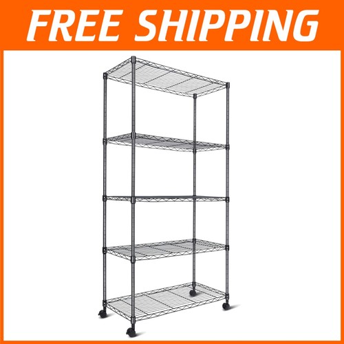 Durable 5-Tier Shelving with 2000 lbs Capacity - Effortless Assembly & Mobility