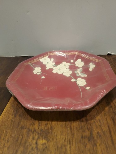 Vintage Hallmark Paper Plates Floral Bouquet Asian Octagon Dessert Plates 8pc - Picture 10 of 15